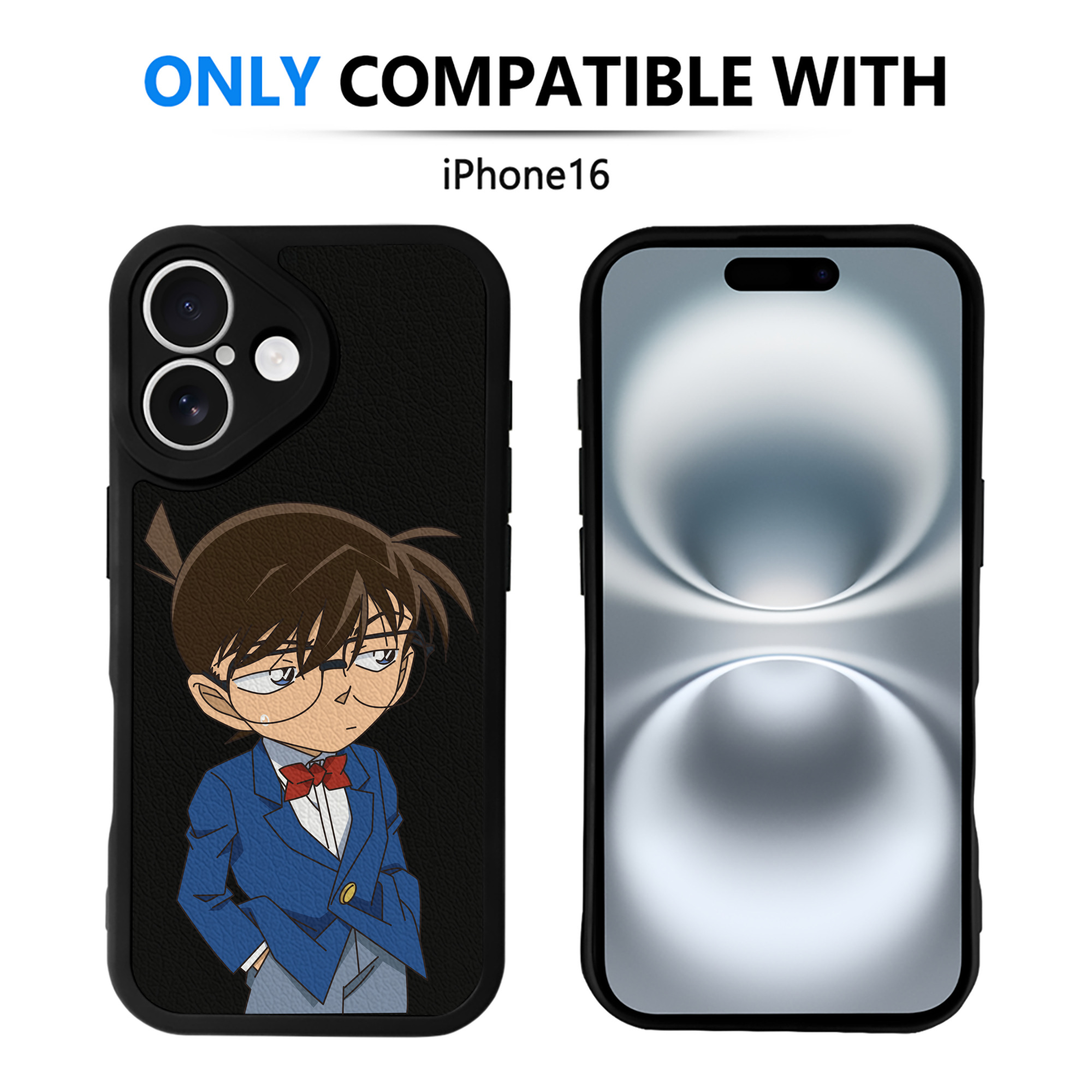 （画像用） 名探偵コナン 江戸川 コナン Detective Conan Conan Edogawa 【iPhone 16シリーズ対応】シリコンスマホケース（レザー調） 材質：シリコン
